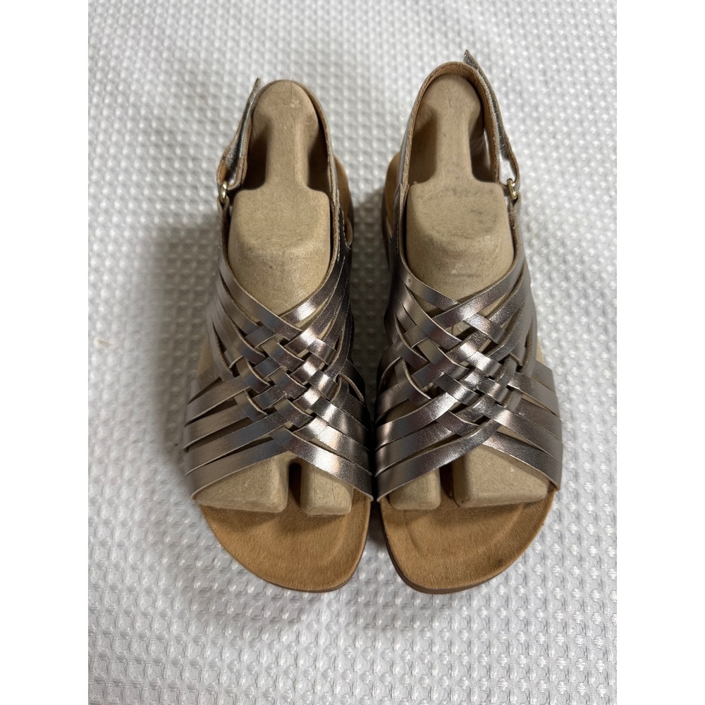 Easy Spirit Sandals Womens 6M Woven Slingback Pewter Metallic NWOB